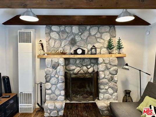 Fireplace, Interior, Stone Walls, Wood Texture Flooring