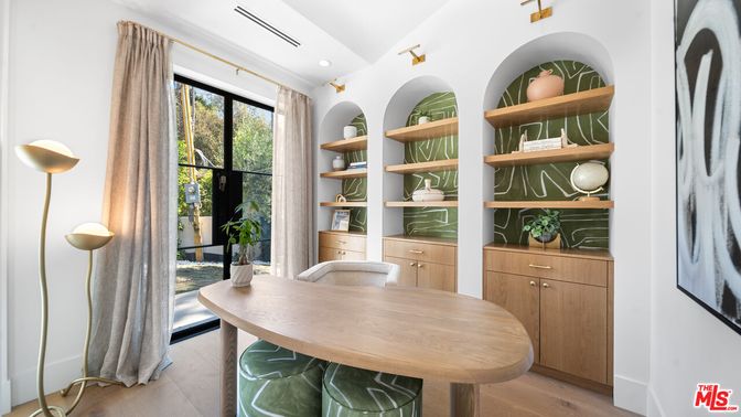 Home Office, Interior, Recessed Lighting, Wood Texture Flooring