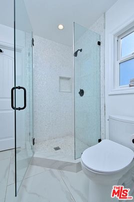 Bathroom, Glass Shower, Interior, Marble, Marble Walls, Recessed Lighting