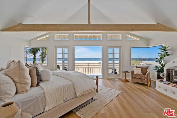 Bedroom, Fireplace, Interior, Water, Wooden Beams, Wood Texture Flooring