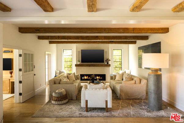 Fireplace, Interior, Living room, Wooden Beams, Wood Texture Flooring