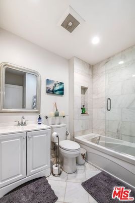 Bathroom, Glass Shower, Interior, Marble Walls, Recessed Lighting