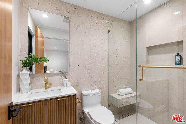 Bathroom, Glass Shower, Interior, Recessed Lighting