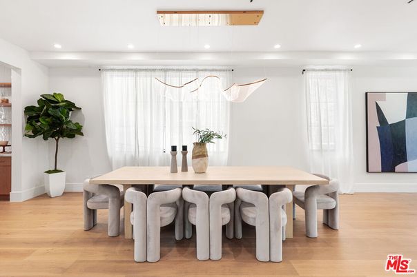 Dining room, Interior, Recessed Lighting, Wood Texture Flooring
