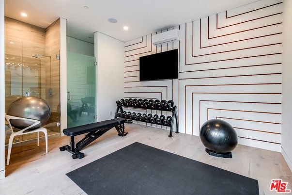 Fitness Equipment, Interior, Recessed Lighting, Wood Texture Flooring