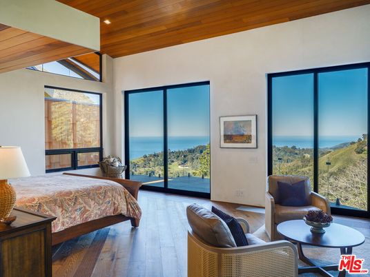 Bedroom, Interior, Recessed Lighting, Water, Wooden Ceilings, Wood Texture Flooring