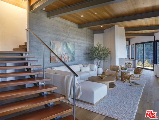 Interior, Living room, Recessed Lighting, Stone Walls, Wooden Beams, Wooden Ceilings, Wood Texture Flooring