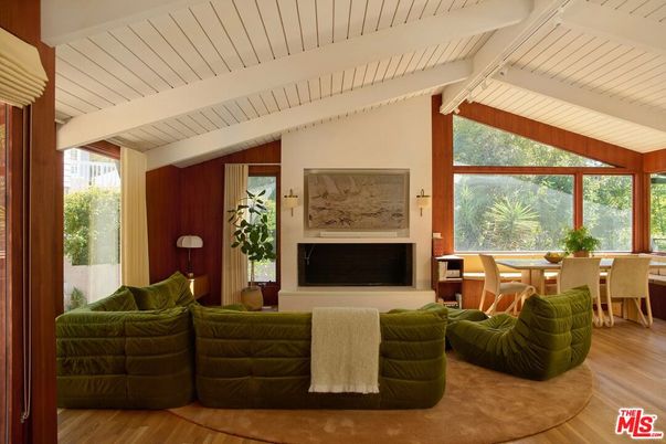 Dining room, Fireplace, Interior, Living room, Wood Texture Flooring
