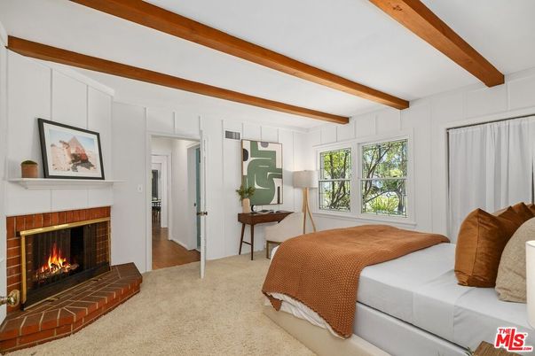 Bedroom, Fireplace, Interior, Wooden Beams