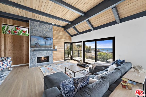 Fireplace, Interior, Living room, Stone Walls, Water, Wooden Beams, Wooden Ceilings, Wood Texture Flooring
