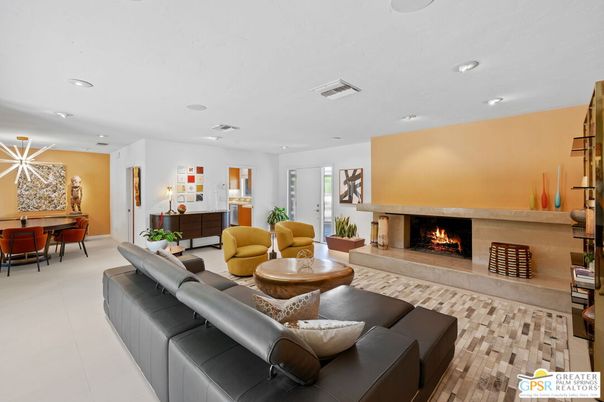 Dining room, Fireplace, Interior, Living room, Pendant Lights, Recessed Lighting