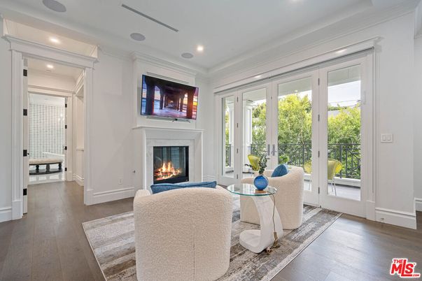 Fireplace, Interior, Recessed Lighting, Wood Texture Flooring