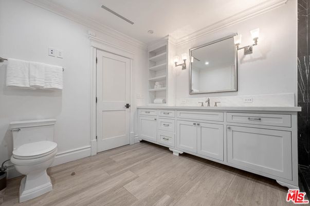 Bathroom, Interior, Recessed Lighting, Wood Texture Flooring