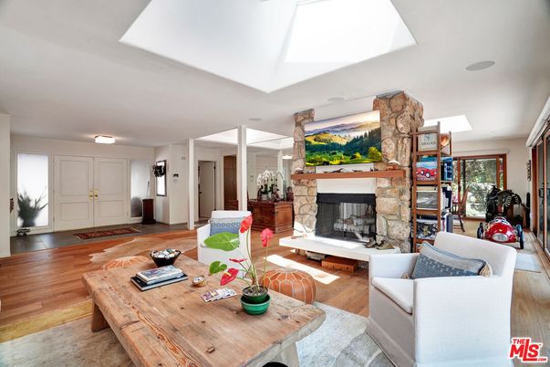 Fireplace, Interior, Living room, Stone Walls, Wood Texture Flooring