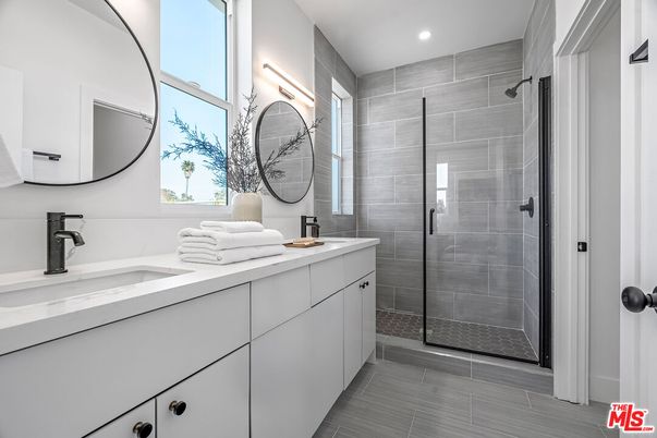 Bathroom, Dual Sink Vanities, Glass Shower, Interior, Recessed Lighting