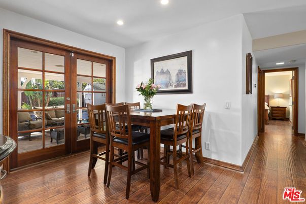 Dining room, Interior, Recessed Lighting, Wood Texture Flooring