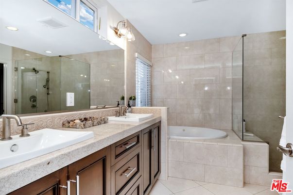 Bathroom, Dual Sink Vanities, Glass Shower, Interior, Recessed Lighting