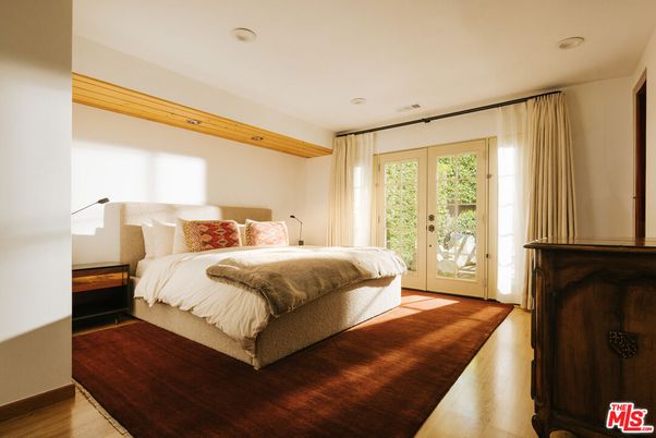 Bedroom, Interior, Recessed Lighting, Wooden Beams, Wood Texture Flooring
