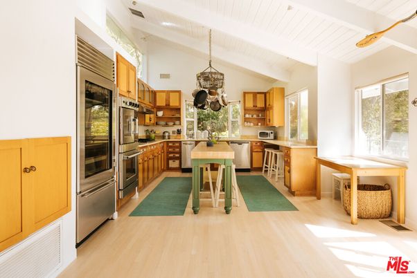 Interior, Kitchen, Pendant Lights, Stainless Steel Appliances, Wood Texture Flooring