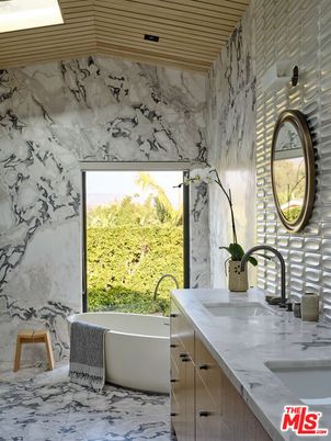Bathroom, Dual Sink Vanities, Free Standing Baths, Interior, Marble, Marble Walls