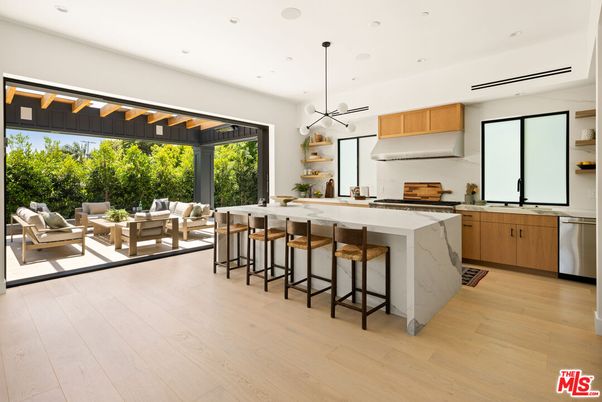 Interior, Kitchen, Living room, Pendant Lights, Recessed Lighting, Stainless Steel Appliances, Wood Texture Flooring