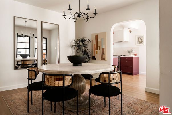 Chandelier, Dining room, Interior, Wood Texture Flooring