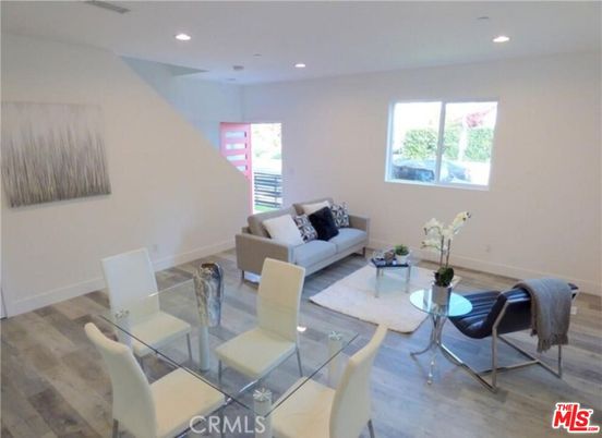 Dining room, Interior, Living room, Recessed Lighting, Wood Texture Flooring