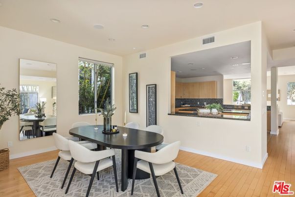 Dining room, Interior, Kitchen, Recessed Lighting, Wood Texture Flooring
