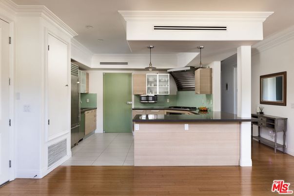 Interior, Kitchen, Pendant Lights, Stainless Steel Appliances, Wood Texture Flooring