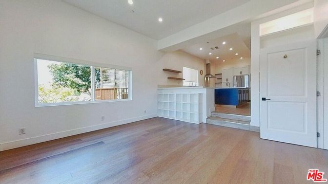 Empty room, Interior, Kitchen, Recessed Lighting, Wood Texture Flooring