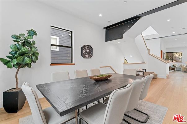 Dining room, Interior, Recessed Lighting, Wood Texture Flooring