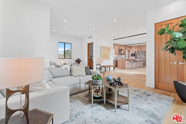 Interior, Kitchen, Living room, Recessed Lighting, Stainless Steel Appliances, Wood Texture Flooring