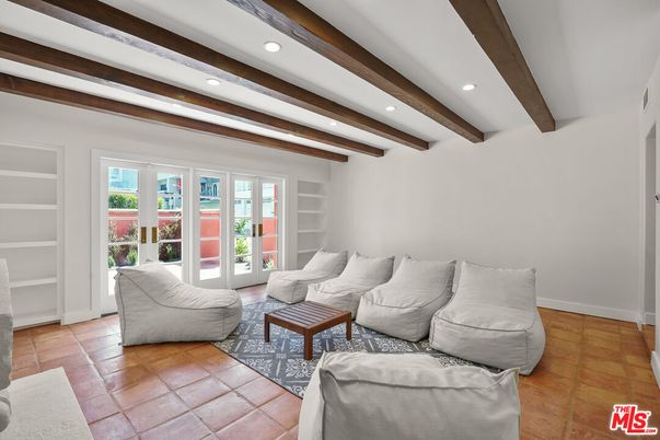 Interior, Living room, Recessed Lighting, Wooden Beams