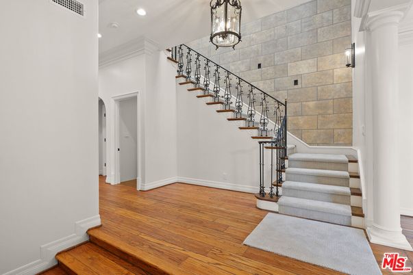 Interior, Recessed Lighting, Stone Walls, Wood Texture Flooring