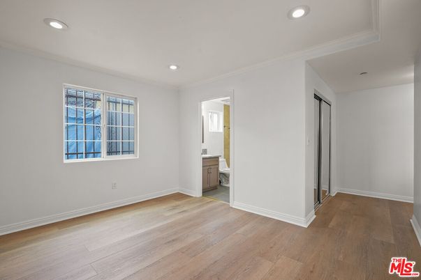 Bathroom, Empty room, Interior, Recessed Lighting, Wood Texture Flooring