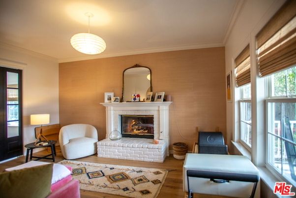 Fireplace, Interior, Pendant Lights, Wood Texture Flooring