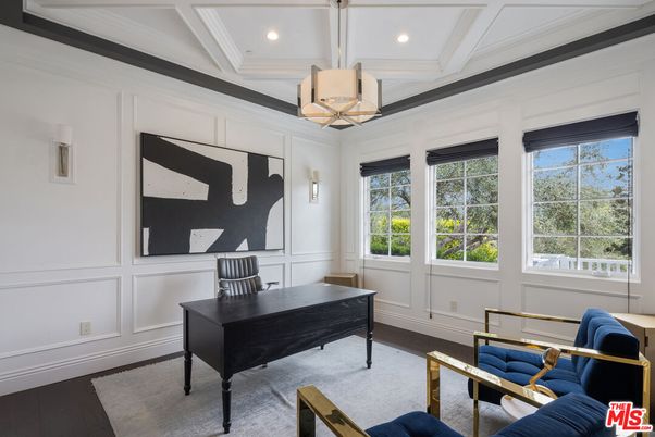 Home Office, Interior, Pendant Lights, Recessed Lighting, Wood Texture Flooring