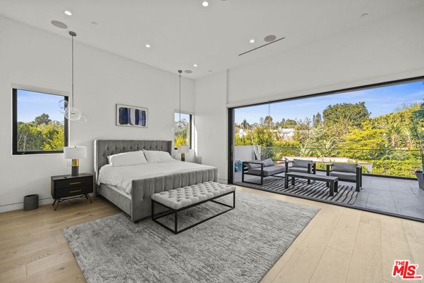 Bedroom, Interior, Pendant Lights, Recessed Lighting, Wood Texture Flooring