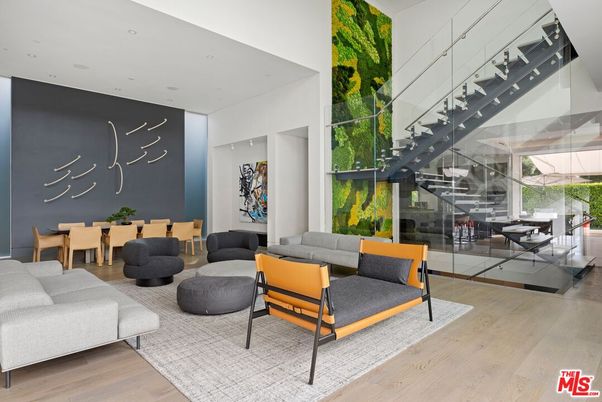Dining room, Interior, Living room, Recessed Lighting, Wood Texture Flooring