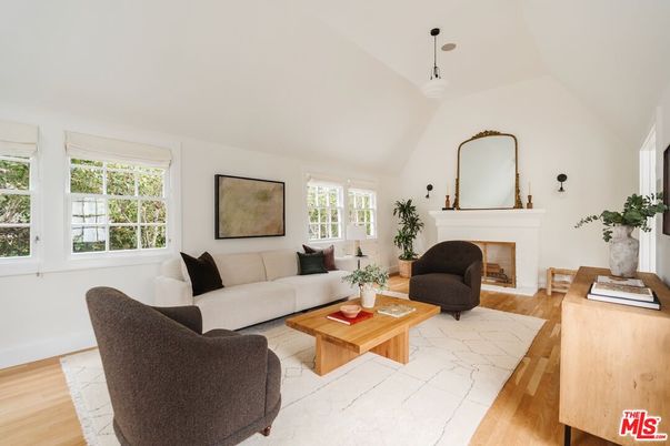 Fireplace, Interior, Living room, Pendant Lights, Wood Texture Flooring