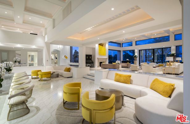 Fireplace, Interior, Living room, Marble, Recessed Lighting