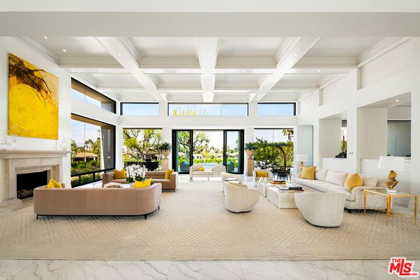 Fireplace, Interior, Living room, Marble, Recessed Lighting