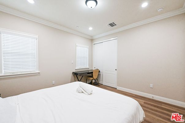 Bedroom, Home Office, Interior, Recessed Lighting, Wood Texture Flooring