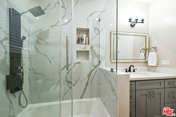 Bathroom, Glass Shower, Interior, Marble Walls