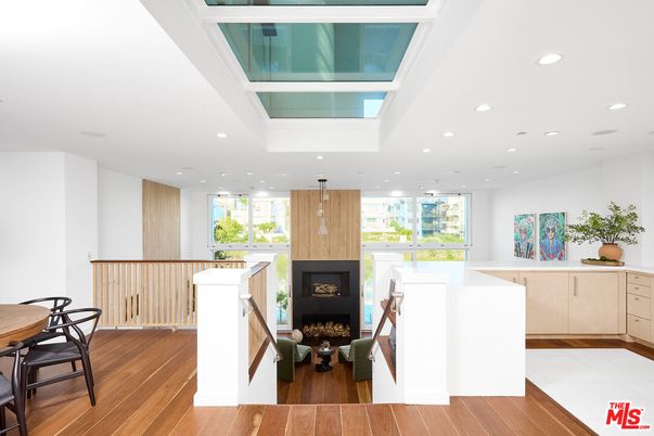 Fireplace, Interior, Recessed Lighting, Wood Texture Flooring