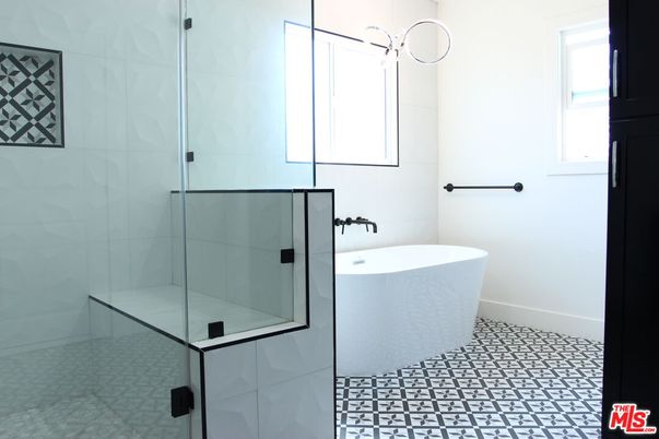 Bathroom, Free Standing Baths, Glass Shower, Interior, Marble Walls