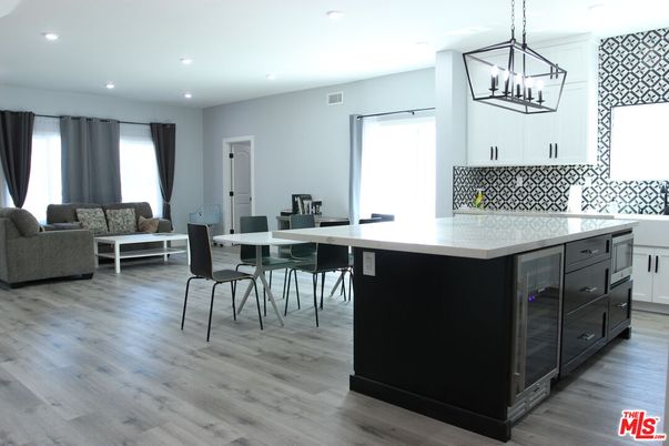 Dining room, Interior, Kitchen, Living room, Pendant Lights, Recessed Lighting, Wood Texture Flooring