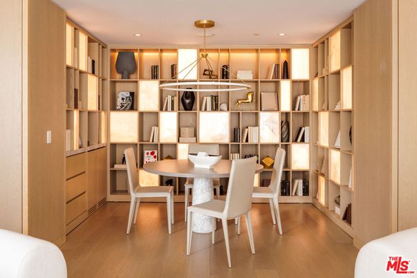 Dining room, Interior, Pendant Lights, Recessed Lighting, Wood Texture Flooring