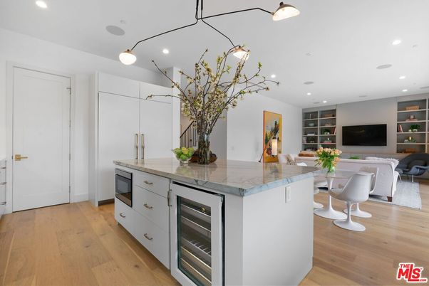 Dining room, Interior, Kitchen, Living room, Recessed Lighting, Wood Texture Flooring