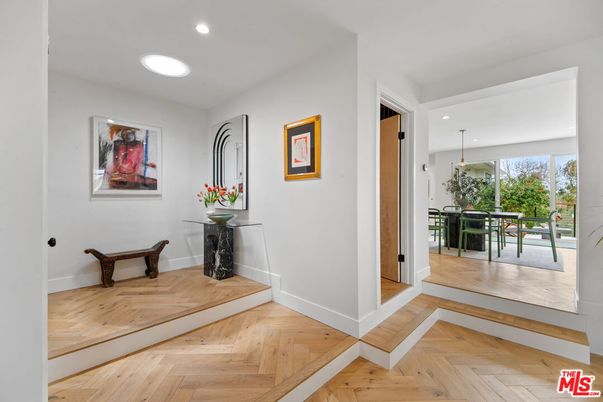 Dining room, Interior, Pendant Lights, Recessed Lighting, Wood Texture Flooring